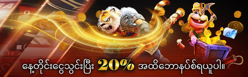 နေ့တိုင်းငွေသွင်းပြီး 20% အထိဘောနပ်စ်